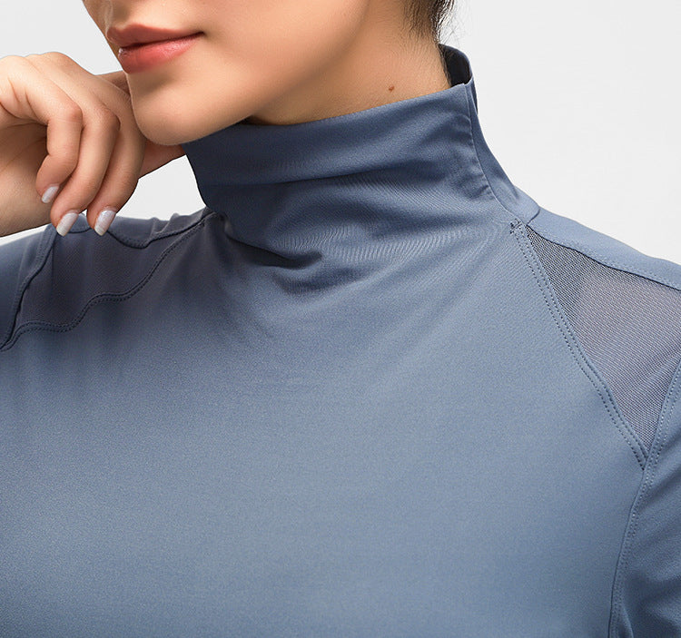 Mesh Shoulder Turtle Neck